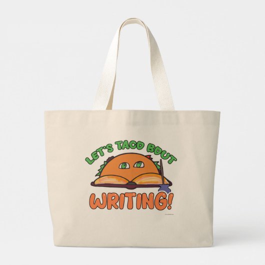 タコブー書のおもしろい作家漫画のスローガン ラージトートバッグ (裏面)