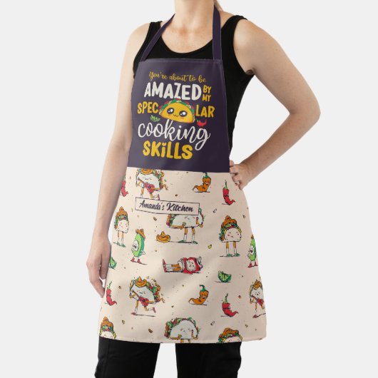 タコプンおもしろい壮大な料理メキシコ料理 エプロン (インサイチュ)