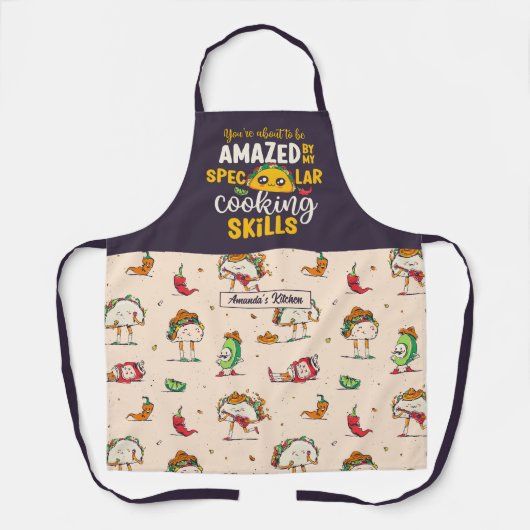 タコプンおもしろい壮大な料理メキシコ料理 エプロン (正面)