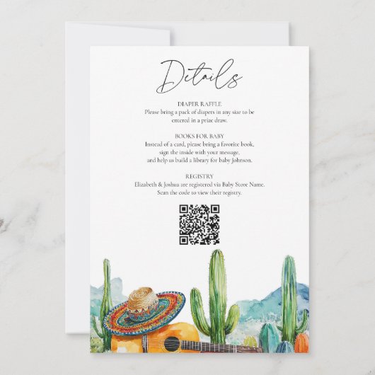 タコベビーのフィエスタオールインワンベイビーシャワー 招待状 (裏面)