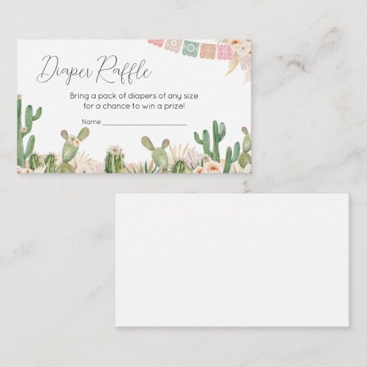 タコベビーの赤ちゃんシャワーおむつラッフル エンクロージャーカード (正面/裏面)