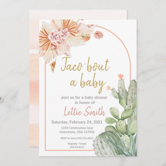 タコベビーは、フィエスタベイビーシャワー招待状、 招待状 (正面/裏面)