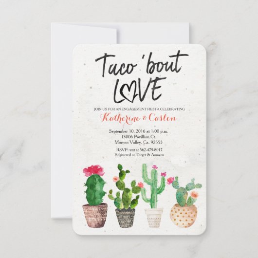 タコボウラブカクタス婚約パーティ招待状 招待状 (正面)