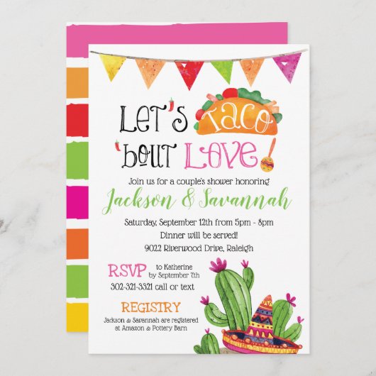 タコボーロブールラブカップルズコードブライダル 招待状 (正面/裏面)