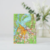 タコマワシントンヴィンテージの地図 ポストカード (スタンド正面)