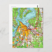 タコマワシントンヴィンテージの地図 ポストカード (正面/裏面)