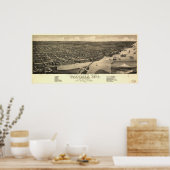 タコマワシントン1884アンティークパノラママップ ポスター (キッチン)