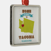 タコマ市、ワシントン州の地図-ハートがあるところでがあります家 メタルオーナメント (右)