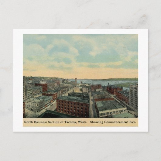 タコマ空中眺め,ワシントンヴィンテージ ポストカード (正面)