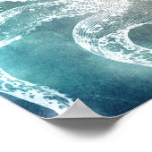 タコミッドナイトブルーティール（緑がかった色）ウォーターカラーヴィンテージアート ポスター (角)