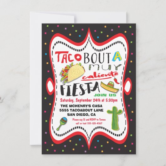 タコメキシカンフィエスタパーティの招待状 招待状 (正面)