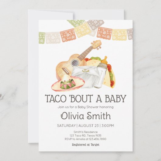 タコメキシコのベビーの赤ちゃんシャワー 招待状 (正面)