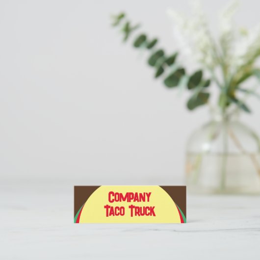 タコメキシコの食品トラック黄色の茶色の赤 スキニー名刺 (スタンド正面)