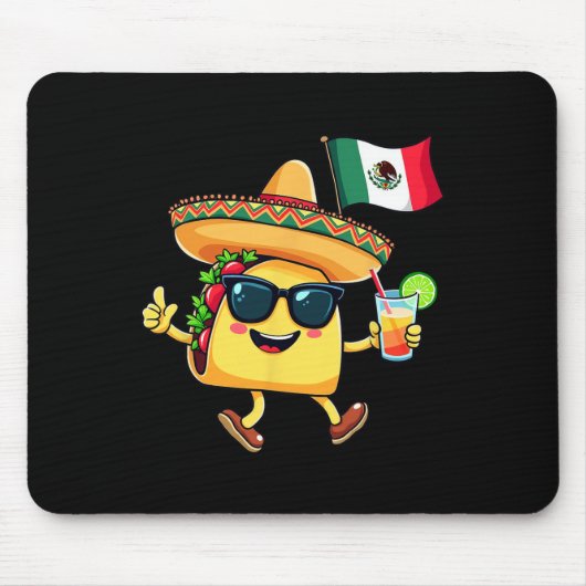 タコメキシコ国旗Cinco De Mayo Mexican Independency マウスパッド (正面)