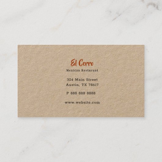 タコメキシコ料理 名刺 (裏面)