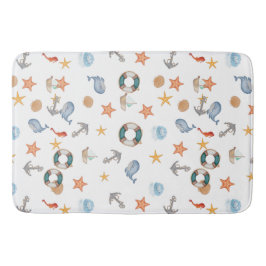 タコモダンビーチ航海の海いかり白 バスマット