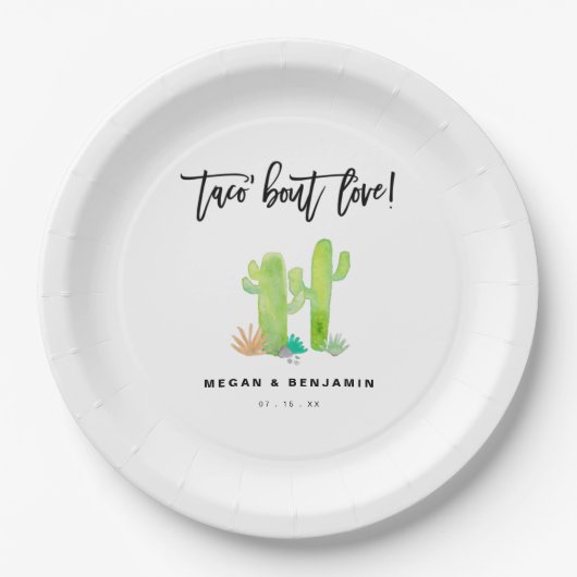 タコモダンブロブウォーター色サボテン結婚ズ ペーパープレート (正面)