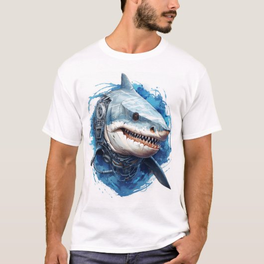 タコユニークシャーク2DベクトルイラストレーションT軸 Tシャツ (正面)