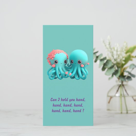 タコユーモアのあるバレンタイン シーズンカード (スタンド正面)