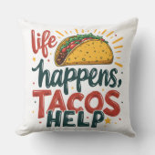 タコラバーおもしろいフィエスタグルメユーモアアートホワイト アウトドアクッション (正面)