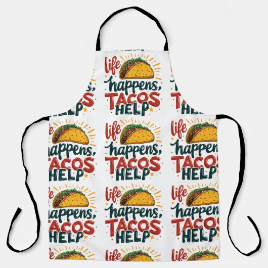 タコラバーおもしろいフィエスタグルメユーモアアートホワイト エプロン (正面)