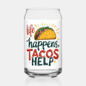 タコラバーおもしろいフィエスタグルメユーモアアートホワイト ガラス缶 (正面)