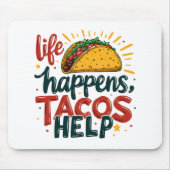 タコラバーおもしろいフィエスタグルメユーモアアートホワイト マウスパッド (正面)