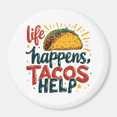 タコラバーおもしろいフィエスタグルメユーモアアートホワイト マグネット (正面)