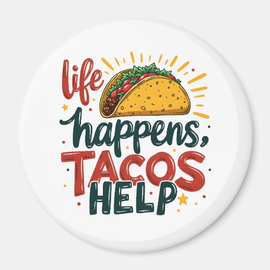 タコラバーおもしろいフィエスタグルメユーモアアートホワイト マグネット (正面)