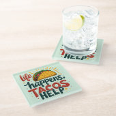 タコラバーおもしろいフィエスタグルメユーモアアート ガラスコースター (アングル)