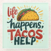 タコラバーおもしろいフィエスタグルメユーモアアート ガラスコースター (正面)