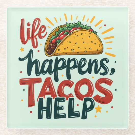 タコラバーおもしろいフィエスタグルメユーモアアート ガラスコースター (正面)