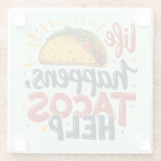 タコラバーおもしろいフィエスタグルメユーモアアート ガラスコースター (裏面)