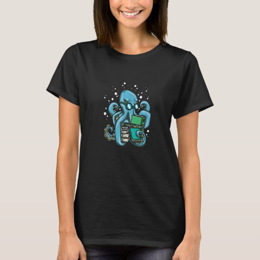 タコリーダブックワーム深いシークラーケン文学 Tシャツ (正面)
