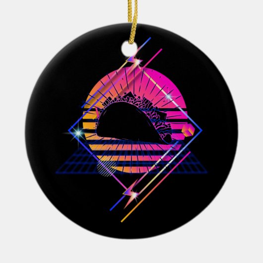 タコレトロメキシコ料理Tuesdayヴィンテージ80s Vaporw セラミックオーナメント (正面)