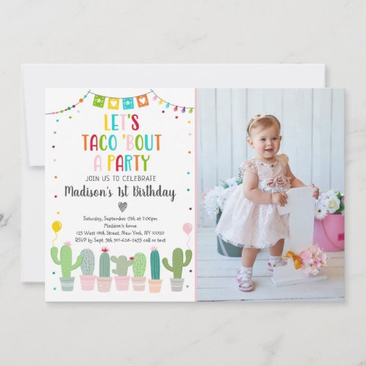 タコヴォウアアクチュスフィエスタパーティー誕生日 招待状 (正面)