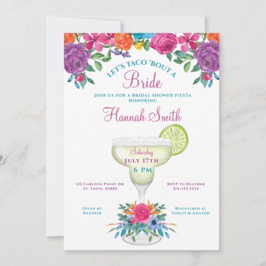 タコヴォウアブライドブライダルシャワーフィエスタ招待状 招待状 (正面)