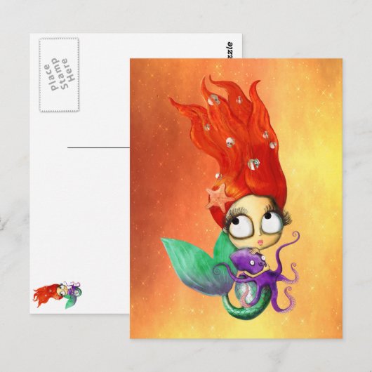 タコ不気味の人魚 ポストカード (正面/裏面)