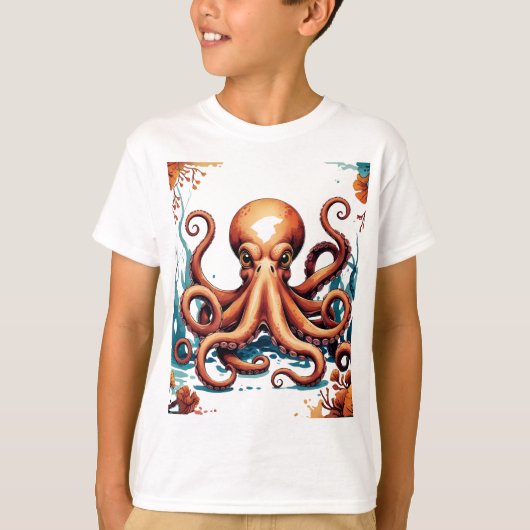 タコ予測できな – 強い海 Tシャツ (正面)