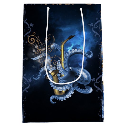 タコ付き音楽サックス ミディアムペーパーバッグ (裏面)