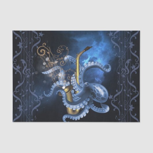 タコ付き音楽サックス 薄葉紙 (正面)