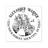 タコ包まれたのまわりに船#2名差出人住所 セルフインキングスタンプ (デザイン)