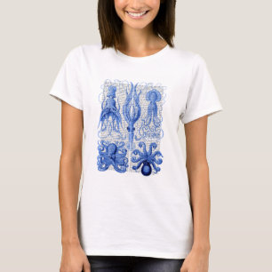 タコ及びイカの青 Tシャツ