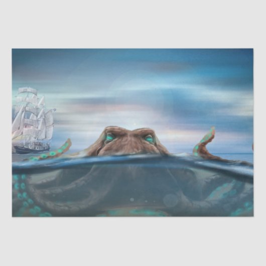 タコ大帆船デクページティッシュペーパー 薄葉紙 (正面)