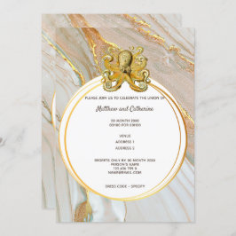 タコ大理石の水色の幾何学的な海洋海 招待状