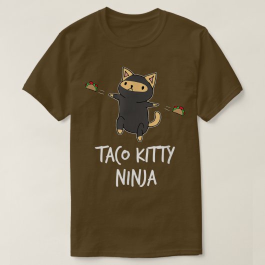 タコ子猫忍者おもしろいキャット Tシャツ (デザイン正面)