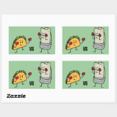 タコ対ブリト 長方形シール (シート)