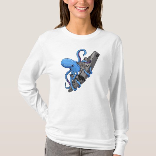 タコ対石油タンカー Tシャツ (正面)