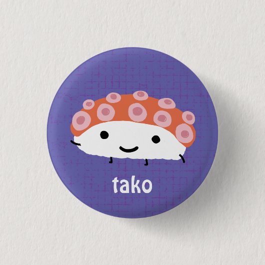 タコ寿司 (たこ) 缶バッジ (正面)