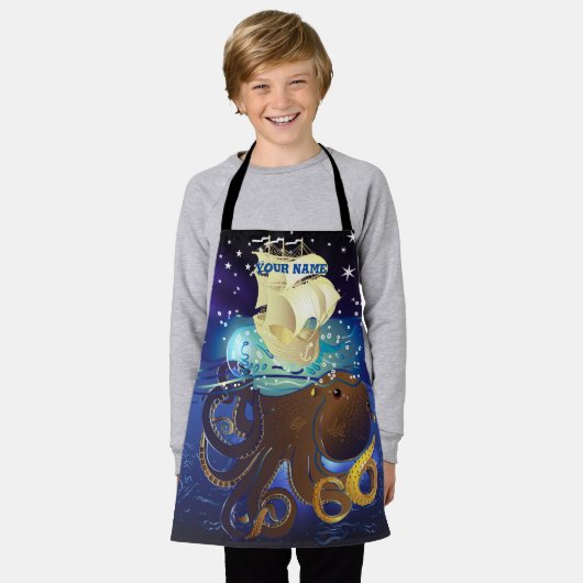 タコ巨大とカラベラ エプロン (着用した状態)